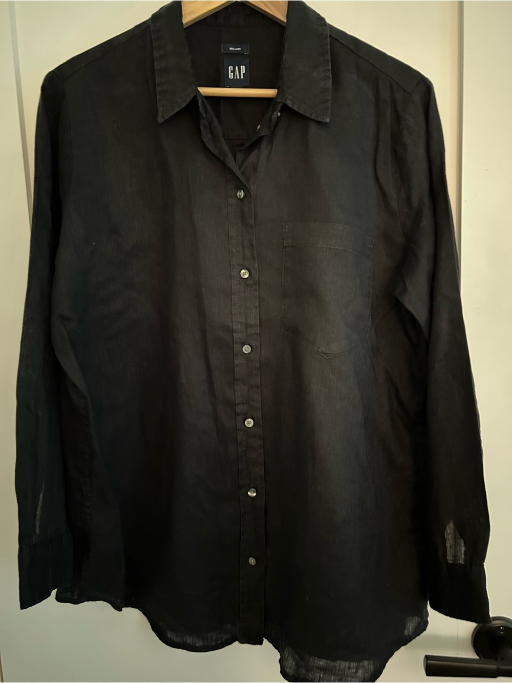 Women's GAP Black Long Sleeved Linen Shirt Size Large